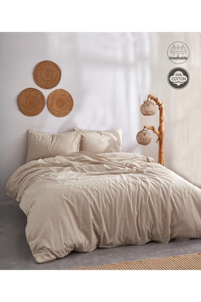 Medaillon Home Set cuvertură dublă din bumbac 100% maro moale