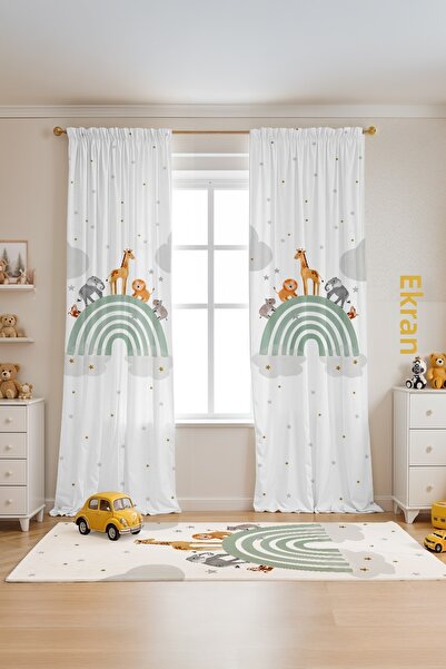 EVPANYA Cortina de fundal pentru camera bebelușului pentru copii cu model Saf...