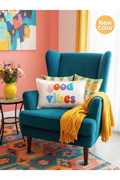 RahanDesign Față de pernă brodată Good Vibes Punch - 30*50cm - Față de pernă ...