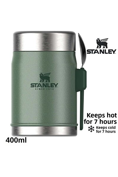 Stanley ترمس طعام كلاسيكي أسطوري مع ملعقة سعة 0.4 لتر للتخييم باللون الأخضر