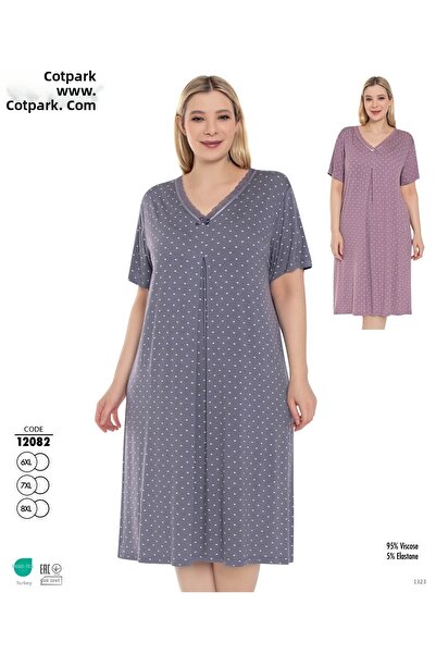 Cotpark Νυχτικό με μοτίβο με κοντό μανίκι από ύφασμα βισκόζης ελαστάνης με δα...