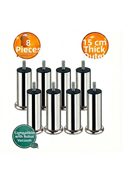 yuenze أرجل أثاث للأريكة والكنبة، مسننة سميكة، مقاس 3/8 بوصة، كروم، 15 سم، 8 ...