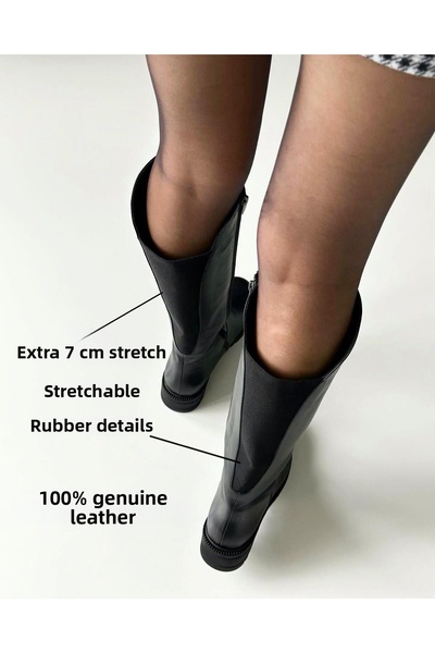 Zuum Dámské kozačky Ardo ze 100% pravé kůže se strečovým zadním dílem – černá...