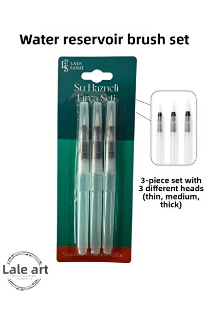 Lale Sanat Brush Set with Water Tank 3 Different Heads (Fine-Medium-Coarse)