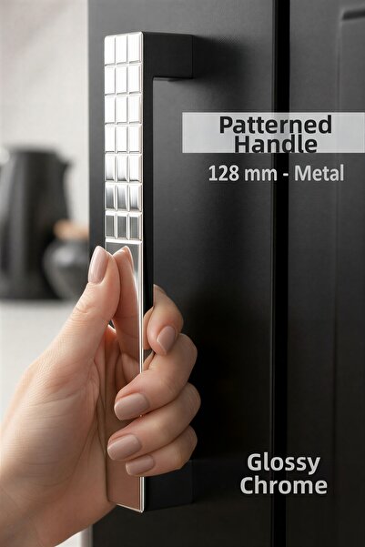 GLASWEN Mânere de bucătărie cromate de 128 mm - model Bihter, dulap de mobili...