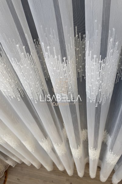 LisabellaHome Lavinia Ttm Floor Heavy Brodeled Soft Draping Tulle Curtain Does Not Want Ironing (1X2.5 Pleat Stitched)