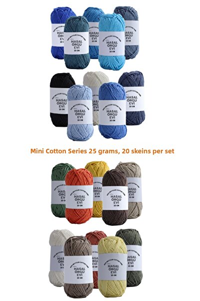 Masal Örgü Evi خيوط حياكة قطنية صغيرة 25 جرام من سلسلة القطن 100%، 20 قطعة من...