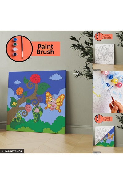 Evinemoda Весели пеперуди Комплект за рисуване върху платно Включва четка и бои