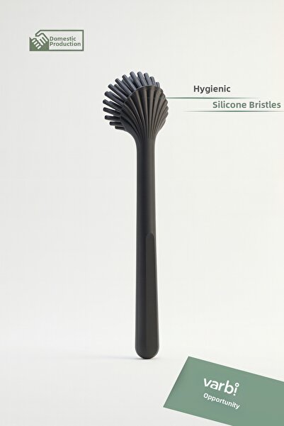 Varbifırsat طرف سيليكون - طبق متين للغاية - فرشاة حوض - أسود