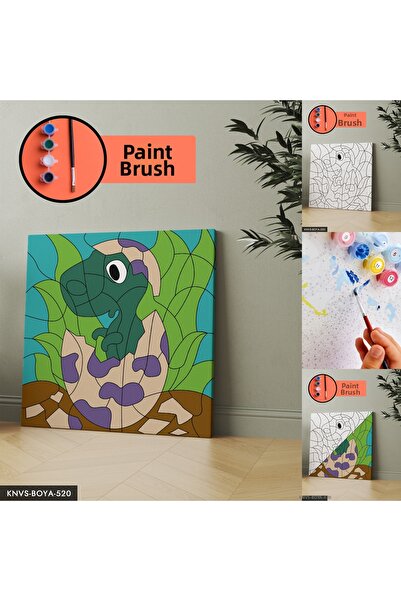 Evinemoda Комплект за рисуване върху платно „Бебе динозавър“ с включени четки...