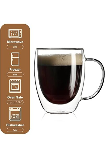 Nacario Nrcrioshop 350ml Double-Layered Glass Cup with Handle 1201248