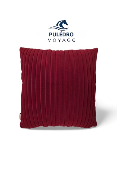 Puledro Voyage Thick Corded Fabric Velvet Throw Pillow Cover 45X45 cm Burgund...