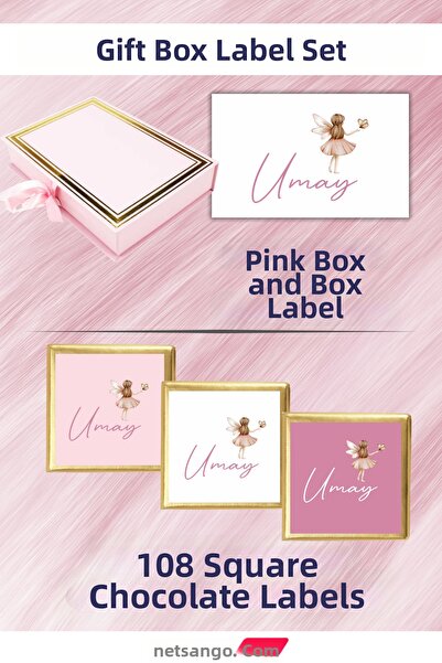 Netsan Etiket Pink Fairy Gift Tag Set - Pink Box, 108 Pieces of Chocolate Tag...