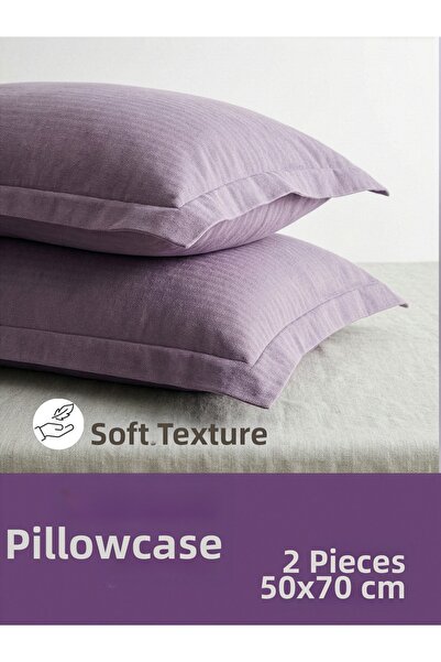 Piyes Home أكسفورد أرجواني، ذو ملمس ناعم، مع غطاء، طقم من قطعتين لأغطية الوسائد