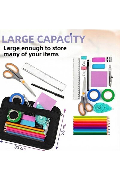 RevuBaby Transparent Window Organizer Pencil Case Zippered Makeup and Travel Organizer Bag Wallet 1 Piece