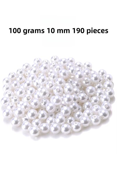 Marsilyan 100 جرام 10 مللي متر حبات اللؤلؤ البلاستيكية اللون الأبيض للحقائب و...