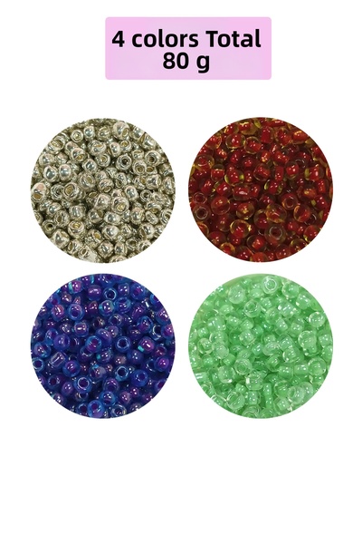 Royaleks Mărgele de nisip din sticlă turnată (8/0) 3 mm - 4 culori - Total 80...