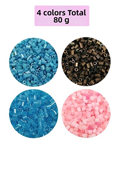 Royaleks Mărgele de sticlă tăiate de 2 mm - 4 culori, total 80 de grame - BNC446