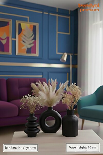 muffag 10 cm Handmade Minimal Black Plaster Vase