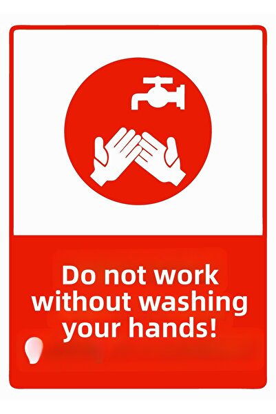 ZiPrinter لا تشغل أجهزتك دون غسل اليدين! لافتة تحذير من مادة PVC مقاس A3 30x4...