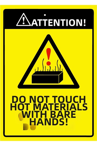 ZiPrinter انتبه! مادة ساخنة تُلمس باليد مباشرة! لافتة تحذير من مادة PVC مقاس ...