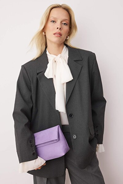 TRENDYOL SHOES Lilac Suede Women's Clutch Handbag Takaw26Py00008