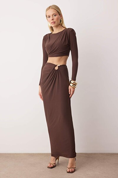 Trendyol Collection Brown Accessory Detailed Party Bottom - Top Set Tpraw26Au00003