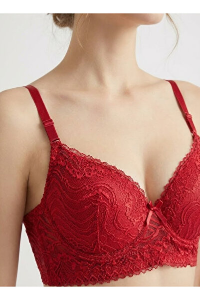 Comfort Women's Padded Floral Lace Bra & Panty Set - Underwired - Red