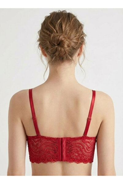 Comfort Women's Padded Floral Lace Bra & Panty Set - Underwired - Red