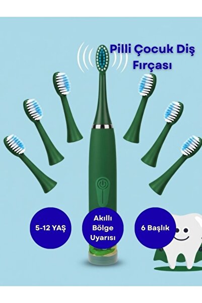 GÜMRÜK BEY Pilli Çocuk Diş Fırçası Karikatür Desenli 6 Yedek Başlık + Sessiz ...