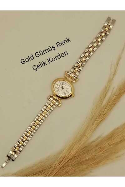 FEYSER Retro Oval Model Gold-Silver Color White Dial Chain Cord Women Wristwa...