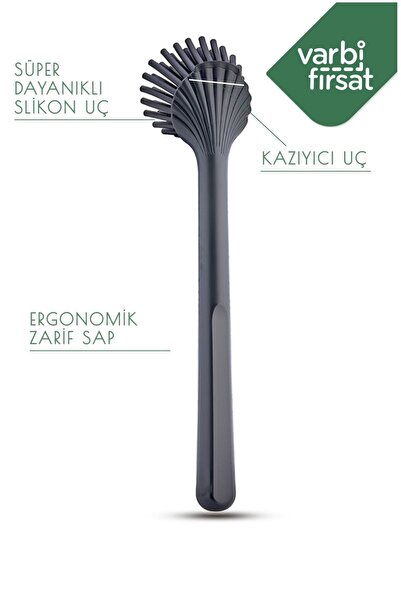 Varbifırsat Silikon Uçlu - Süper Dayanıklı Bulaşık - Lavabo Fırçası - Antrasit