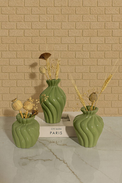 Zigzag Home Set de vaze decorative în stil boem, 3 piese, Twist Art, set de f...