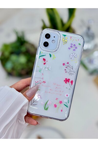 Go Aksesuar حافظة سيليكون مطبوعة بنمط زهور الحافة المتوافقة مع هاتف آيفون 11
