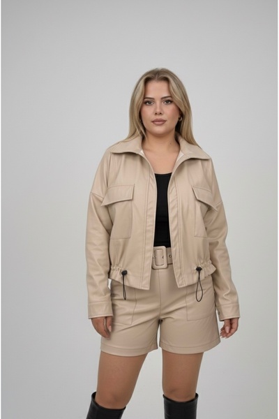 TUBA TOPTAŞ KEMERLİ DERİ ŞORT