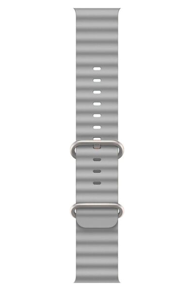 Quse Apple Watch Ocean Silikon Kordon – Gri – 46mm/45mm/44mm & Series 1-3 42m...