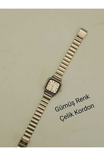 LA BOSS Vintage Design Minimal Square Model Silver Color Steel Cord Women Wri...