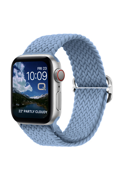 Quse حزام شبكي قابل للتعديل متوافق مع ساعة Apple مقاس 41 مم/40 مم/38 مم وسلسلة 10/11 مقاس 42 مم - أزرق دخاني