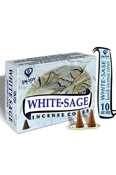 ENJOY SHOP White Sage / Adaçayı Konik Tütsü Beyaz Adaçayı Kokulu Tütsü 10 Ade...