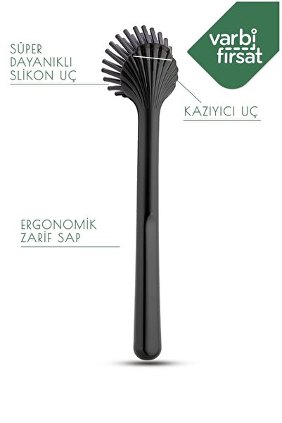 Varbifırsat Silikon Uçlu - Süper Dayanıklı Bulaşık - Lavabo Fırçası - Siyah