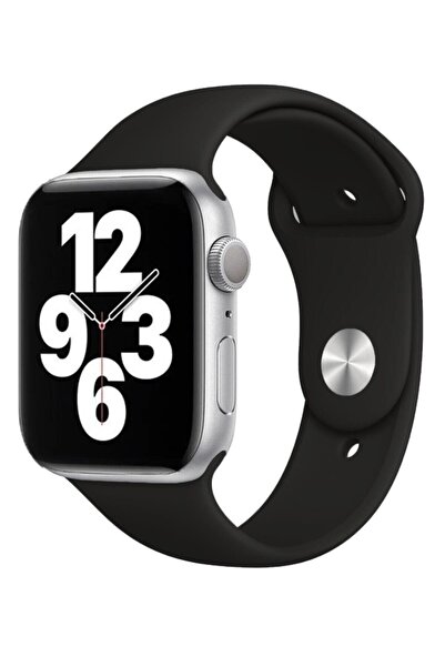 Melikzade Silikon Apple Watch Kordon – Siyah – 44/45/46mm & Series 1-3 42mm B...