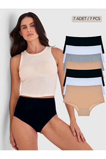 IPL "Women's High Waist Cotton 7-Piece Ashy Tones Panties Set