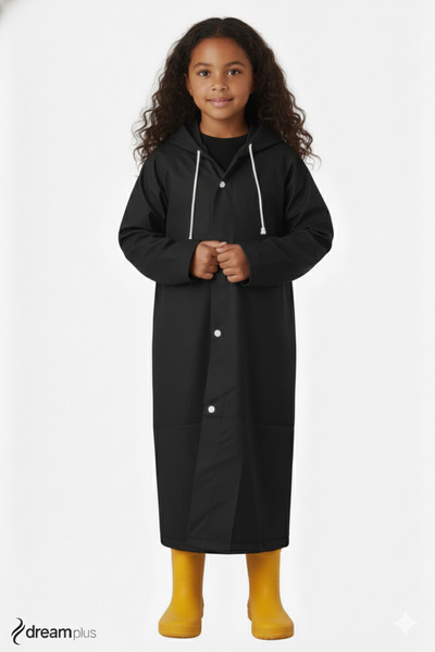 İMEXTECH Pelernă de ploaie rezistentă la vânt cu apă neagră unisex pentru copii