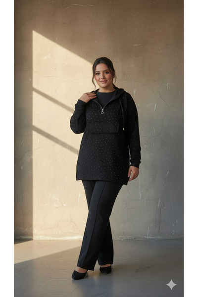 Curly Black Modal Fabric Stone Set