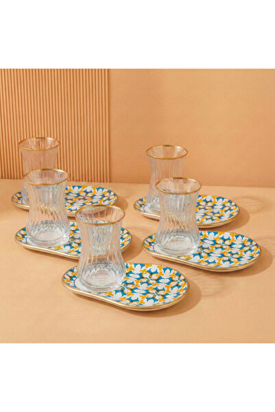 Bosphorus Glass طقم شاي زجاج تركي مكون من 12 قطعة