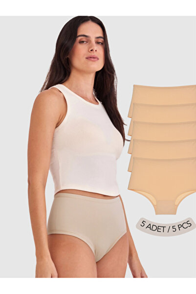 IPL "طقم سراويل داخلية نسائية من القطن عالي الخصر مكون من 5 قطع"