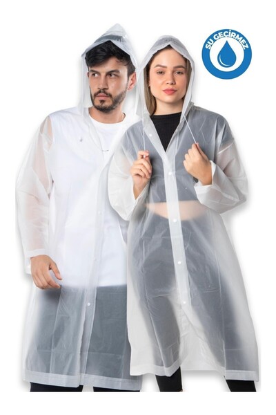 Bosile Kadın Erkek Yağmurluk Şemsiye Kapüşonlu Çıtçıtlı Eva Siyah Yağmurluk