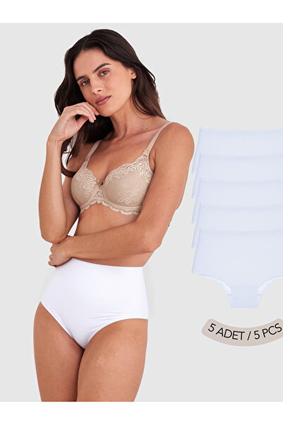 IPL Γυναικεία εσώρουχα, Γυναικεία βαμβακερά εσώρουχα ψηλόμεση σετ 5 λευκών εσωρούχων