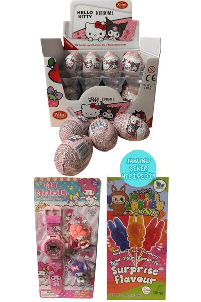 Pofika Zaini Hello Kitty GLUTEN'SİZ Çikolatalı Yumurta 20gr 24 Adet+Kuromi Sa...