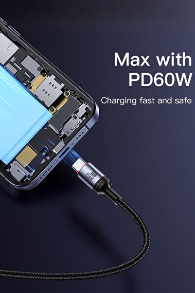 Yesido CA181 1.2M PD 60W Fast Charging Type-C to Type-C Braided Data Cable with Power LED